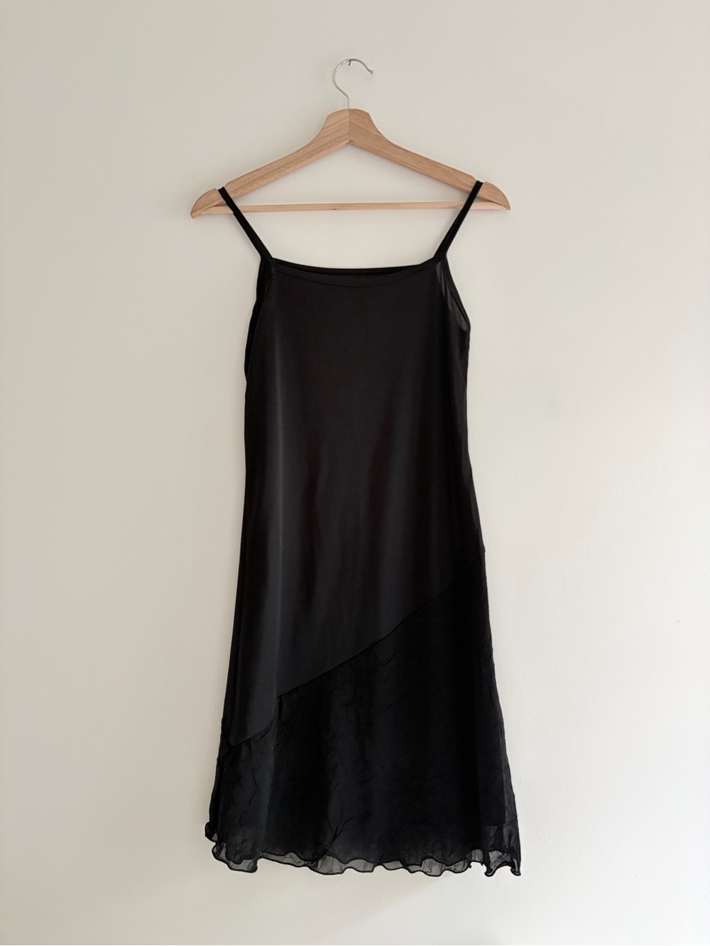 Vintage // 1990s Black Slip Chiffon Dress
